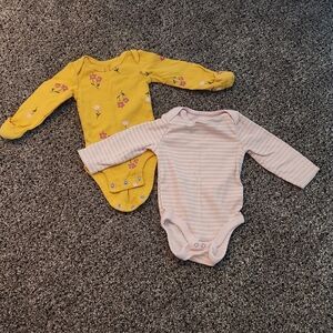 Carter's Yellow and Pink Bodysuits Soft Cotton Comfort